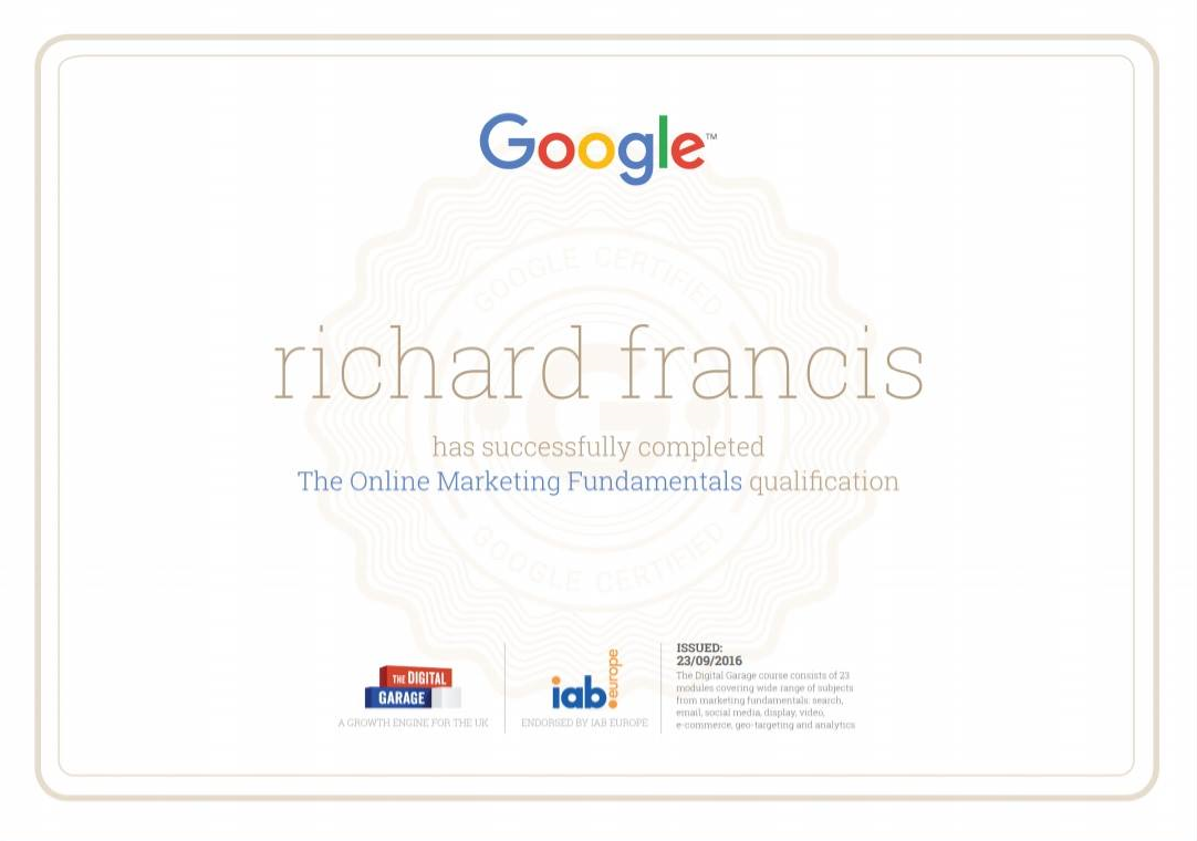 google marketing certificate