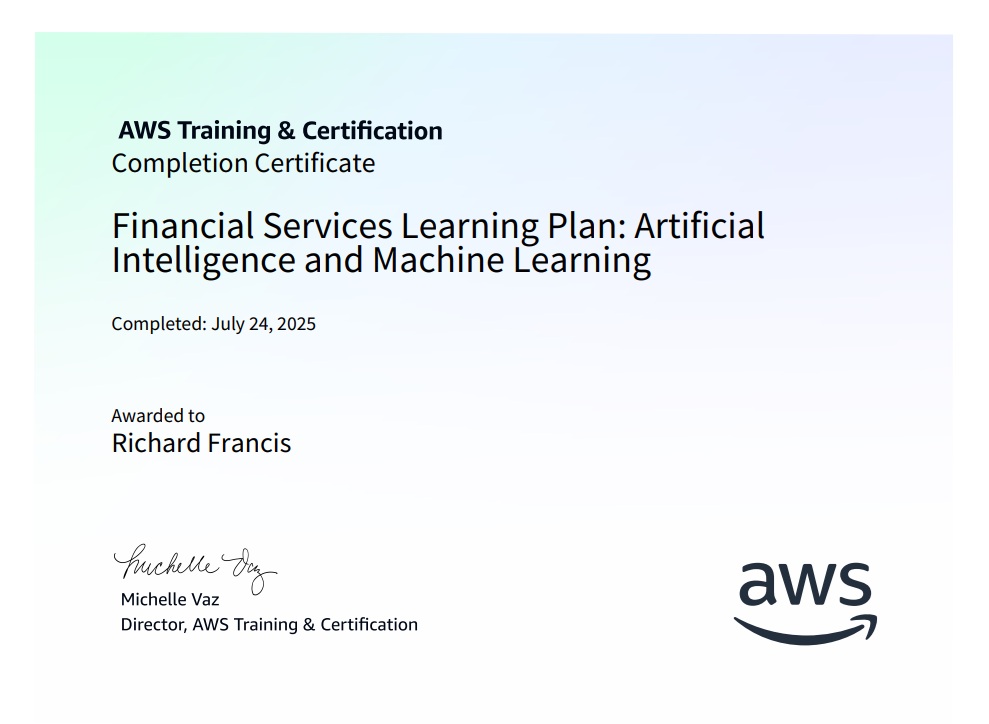 Financial Services Learning Plan: AI & ML